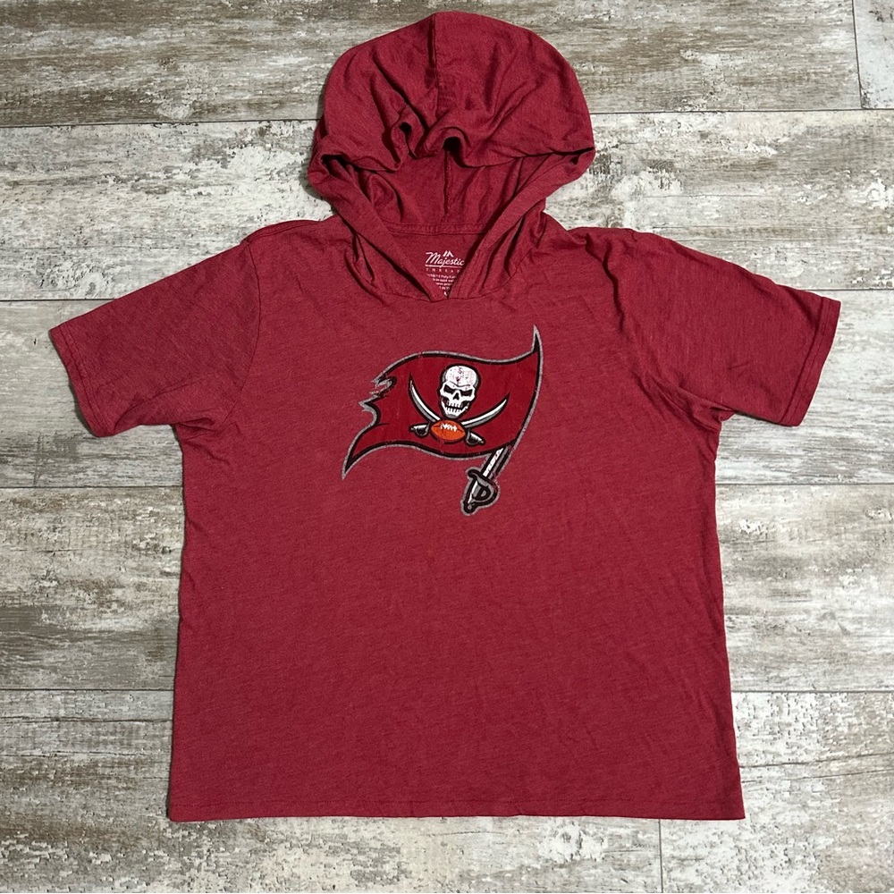Majestic Threads Red Tampa Bay Buccaneers Primary Logo Tri-Blend Hoodie T-Shirt